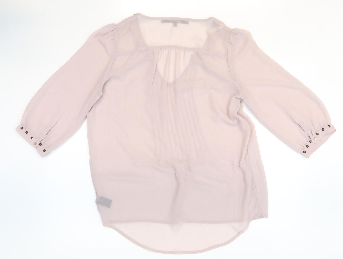 NEXT Womens Pink Polyester Basic Blouse Size 12 V-Neck