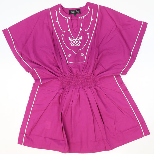 Spirit Womens Pink 100% Cotton Fit & Flare Size XL V-Neck Pullover