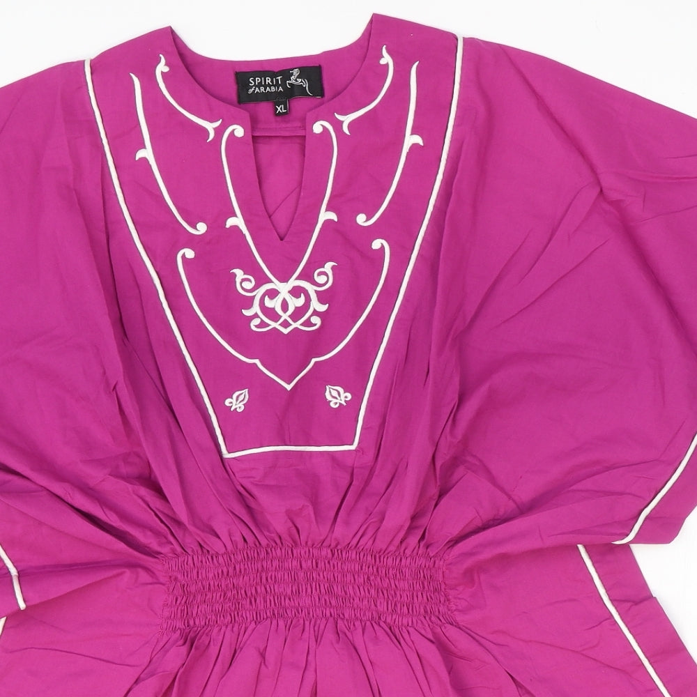 Spirit Womens Pink 100% Cotton Fit & Flare Size XL V-Neck Pullover