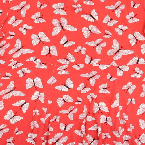 Preworn Womens Red Geometric Viscose Shift Size 20 Scoop Neck Pullover