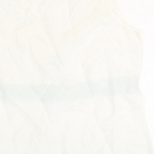 Marks and Spencer Womens White Geometric Linen Basic Tank Size 12 V-Neck