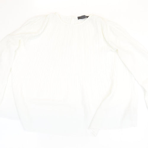 Primark Womens White Polyester Basic Blouse Size 6 Round Neck