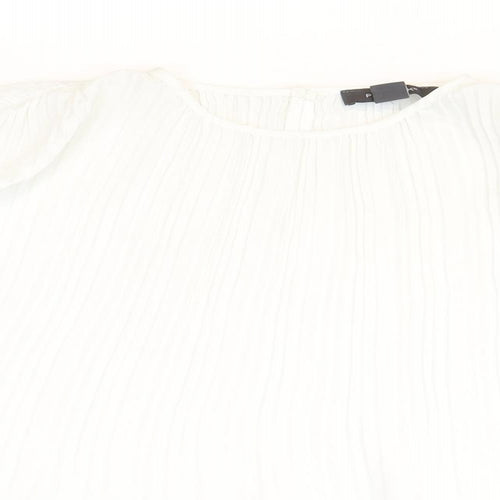 Primark Womens White Polyester Basic Blouse Size 6 Round Neck