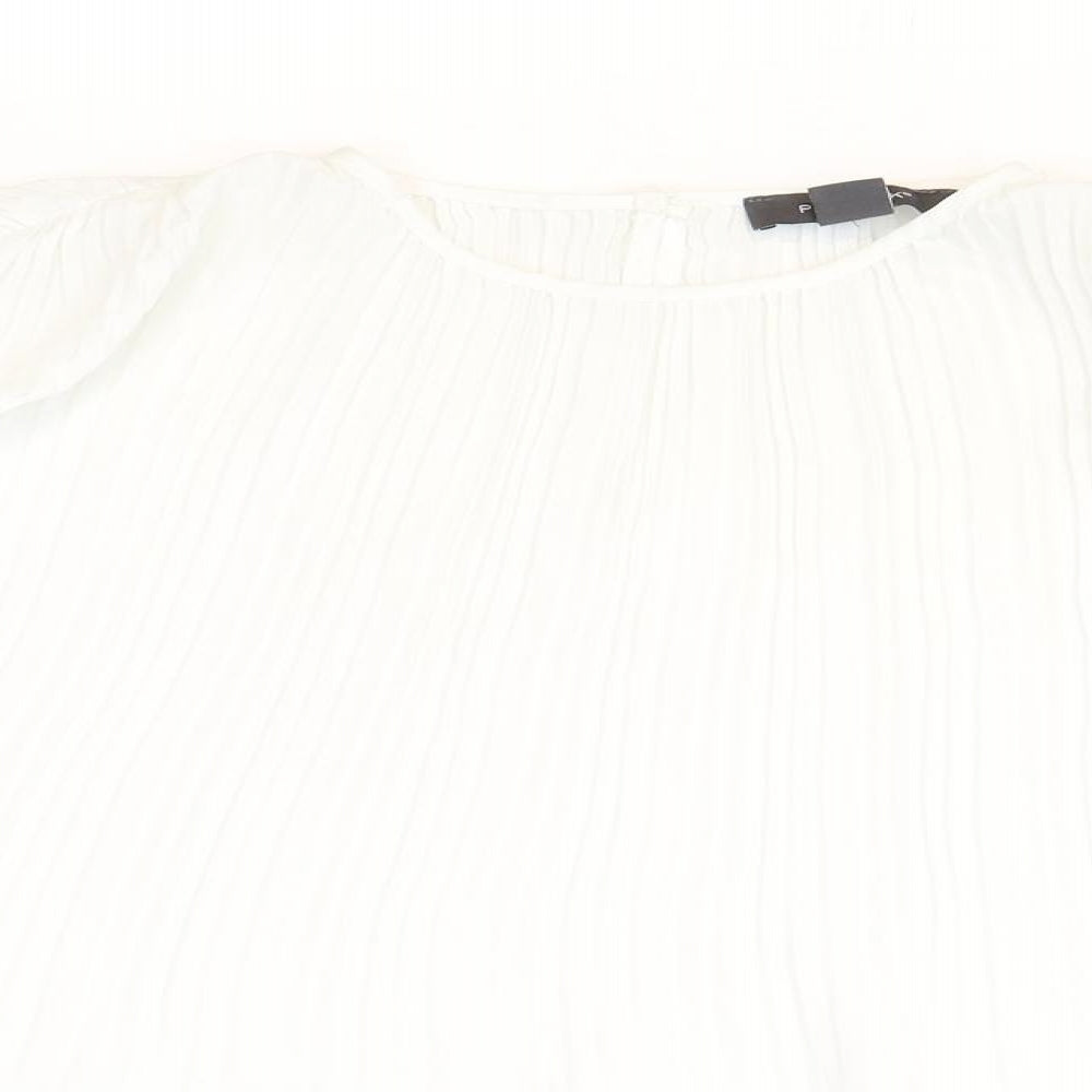 Primark Womens White Polyester Basic Blouse Size 6 Round Neck