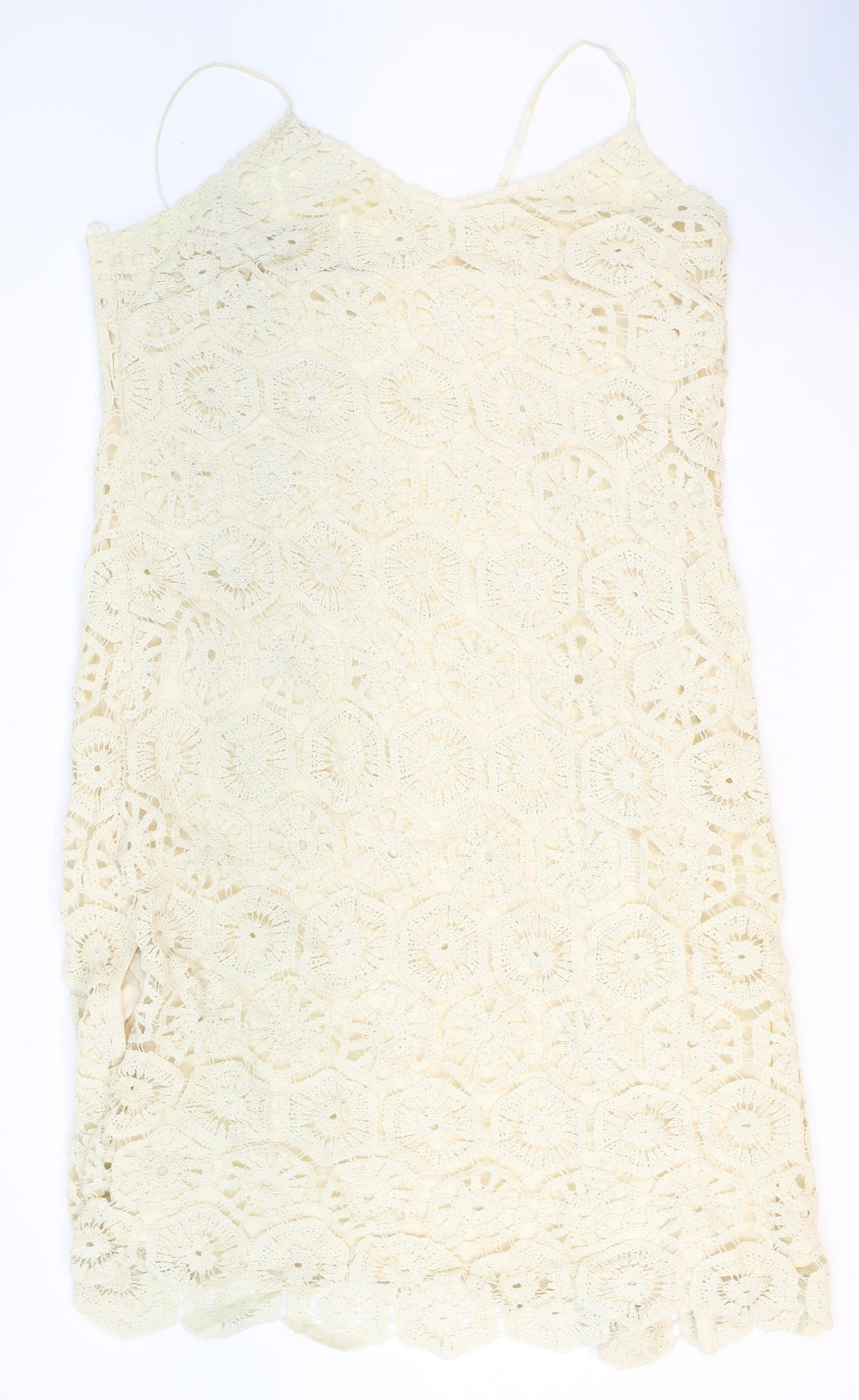 Marks and Spencer Womens White Geometric Cotton Shift Size 22 V-Neck Zip