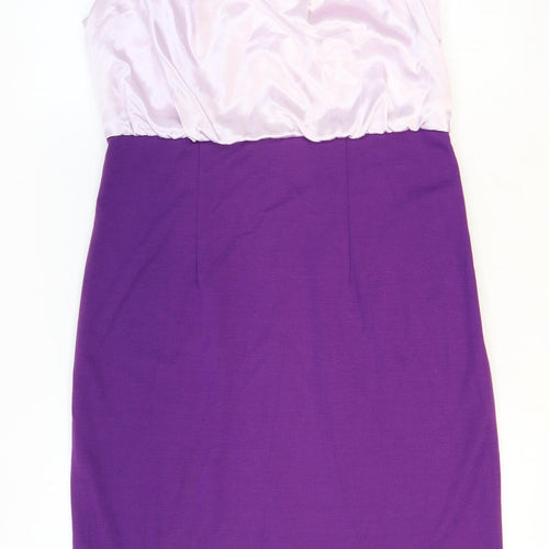 Minuet petite Womens Purple Polyacrylate Fibre Shift Size 12 Round Neck Zip