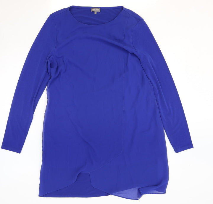 Phase Eight Womens Blue Polyester A-Line Size 14 Round Neck Pullover