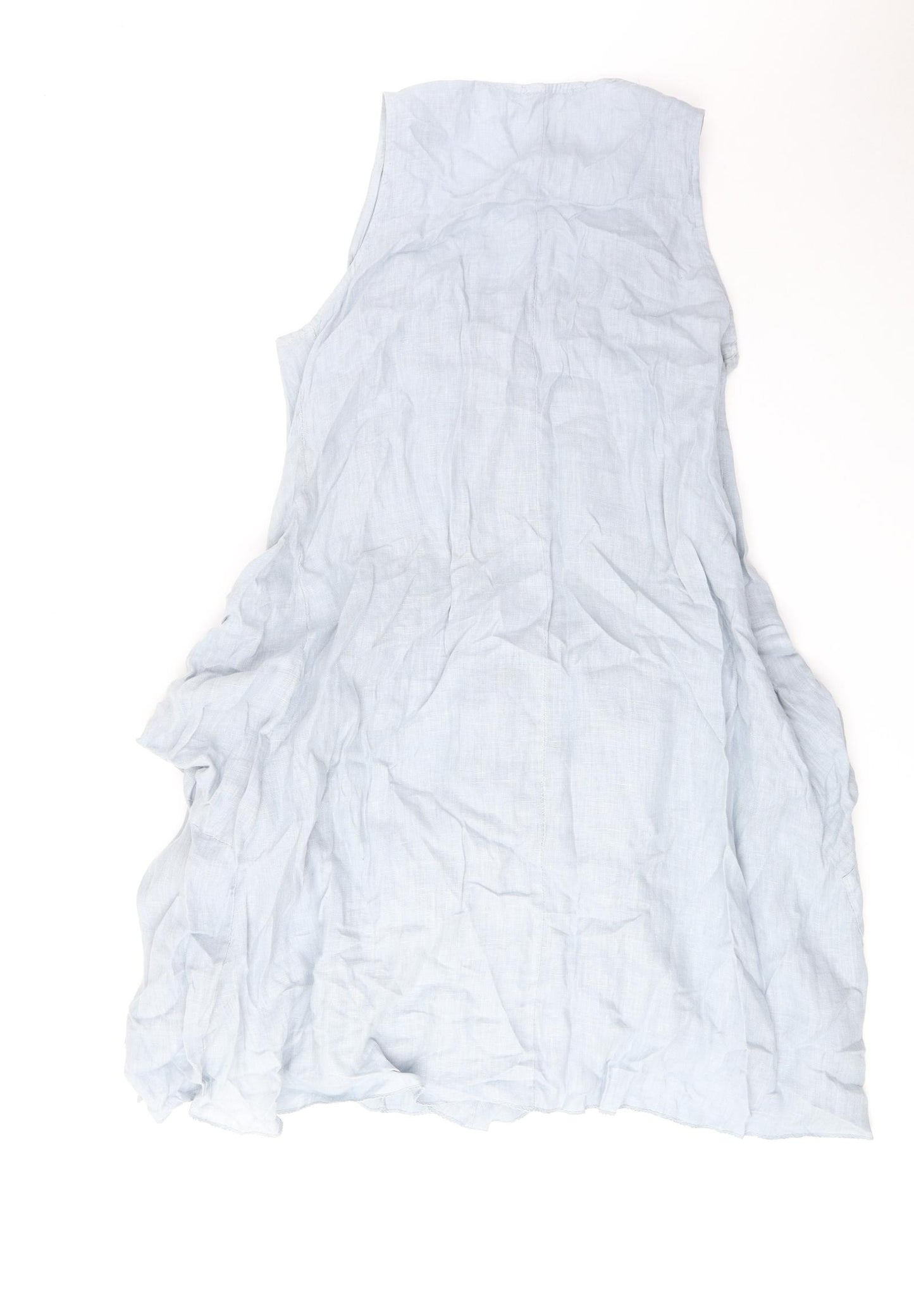 Preworn Womens Blue Linen Fit & Flare Size L Square Neck Pullover