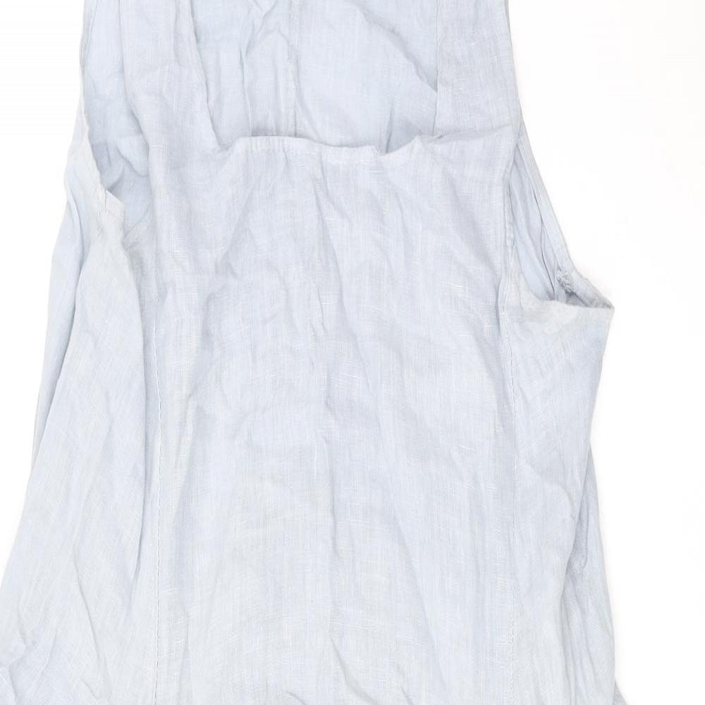 Preworn Womens Blue Linen Fit & Flare Size L Square Neck Pullover