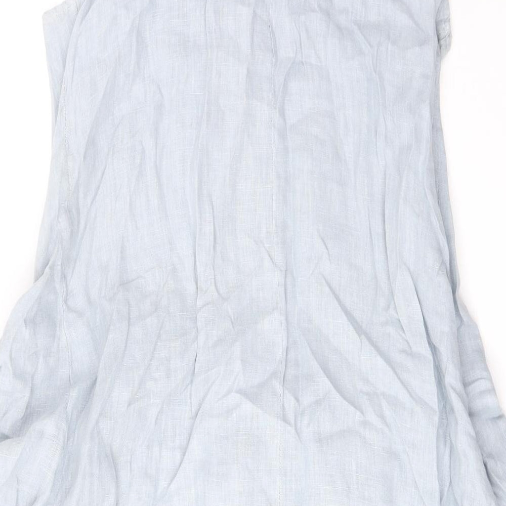 Preworn Womens Blue Linen Fit & Flare Size L Square Neck Pullover
