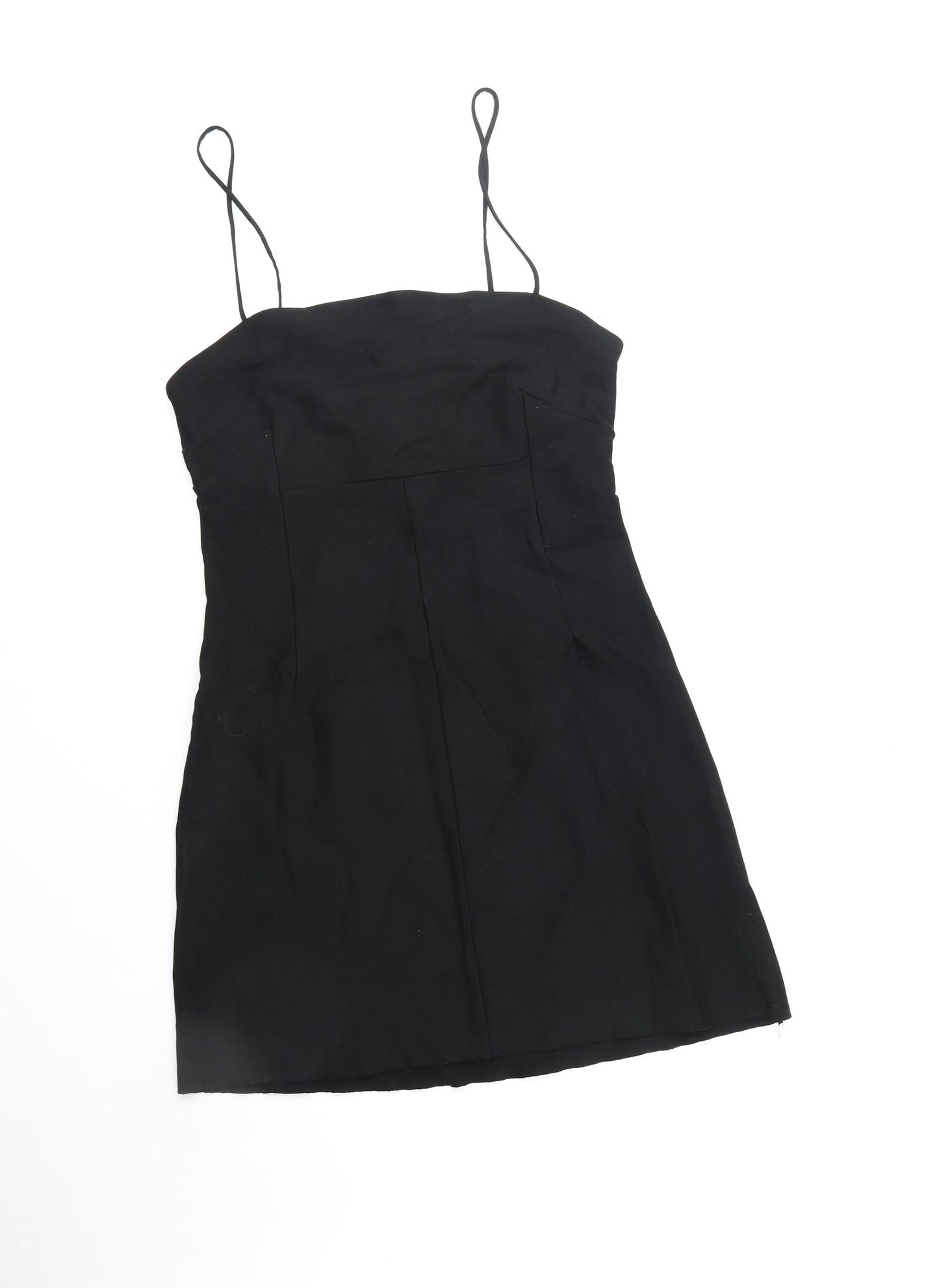 Silence + Noise Womens Black Viscose Mini Size L Square Neck Pullover