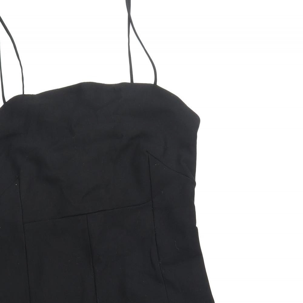 Silence + Noise Womens Black Viscose Mini Size L Square Neck Pullover