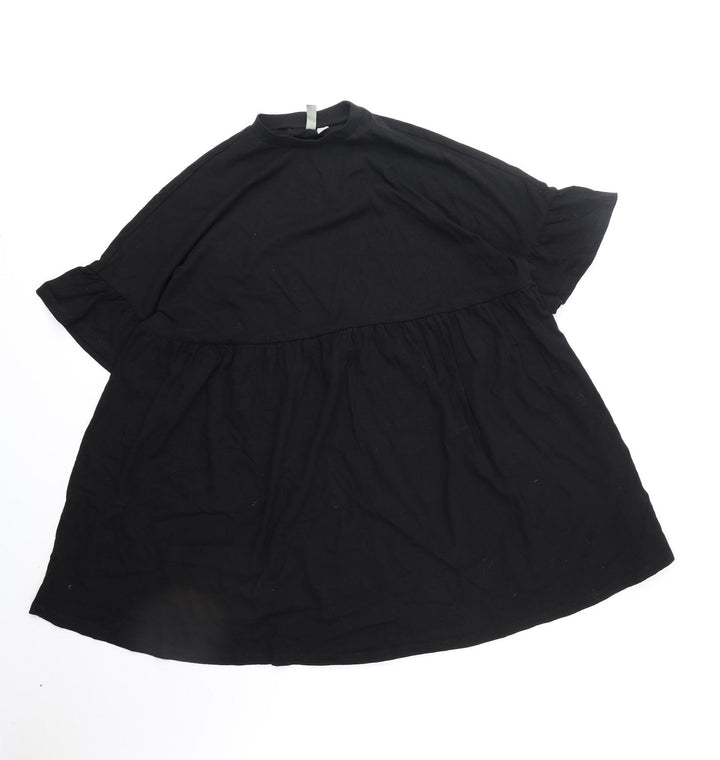 ASOS Womens Black Cotton T-Shirt Dress Size 4 Round Neck Pullover