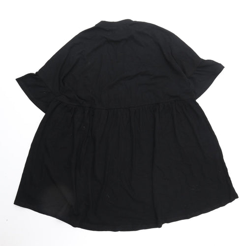 ASOS Womens Black Cotton T-Shirt Dress Size 4 Round Neck Pullover