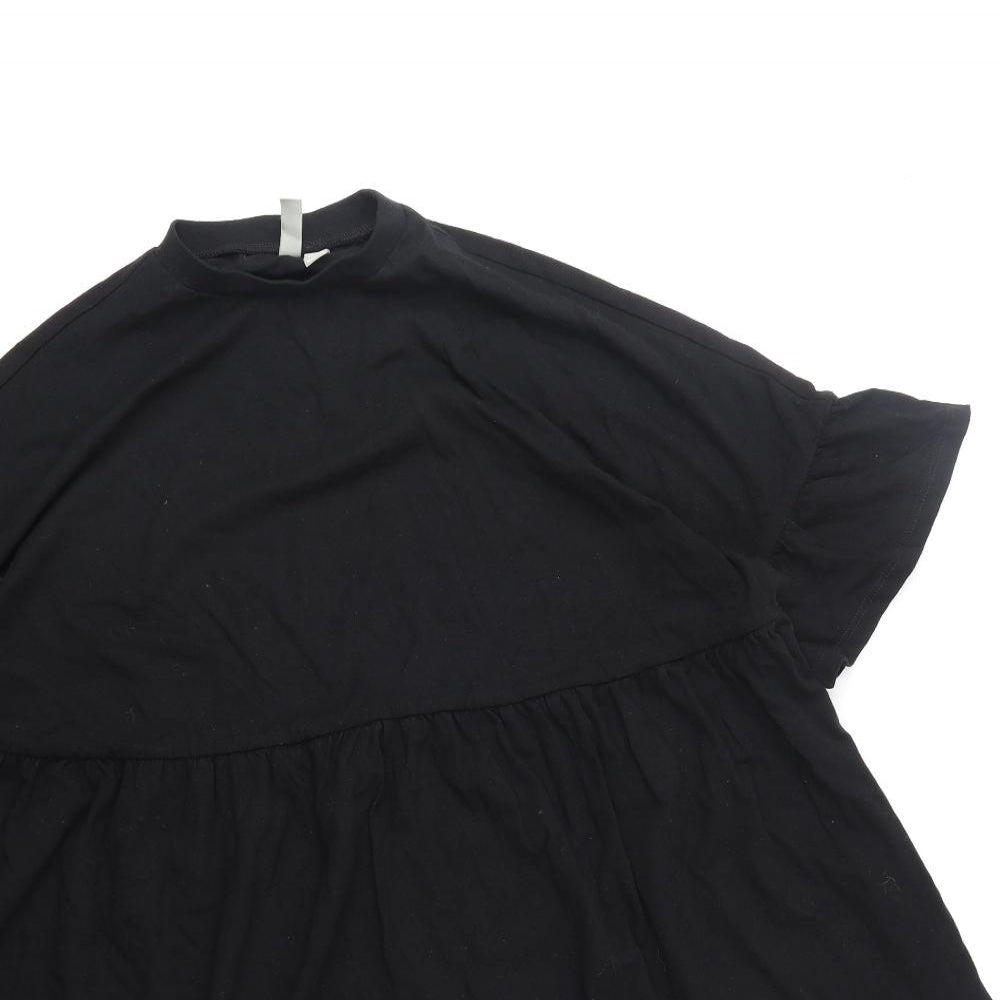 ASOS Womens Black Cotton T-Shirt Dress Size 4 Round Neck Pullover