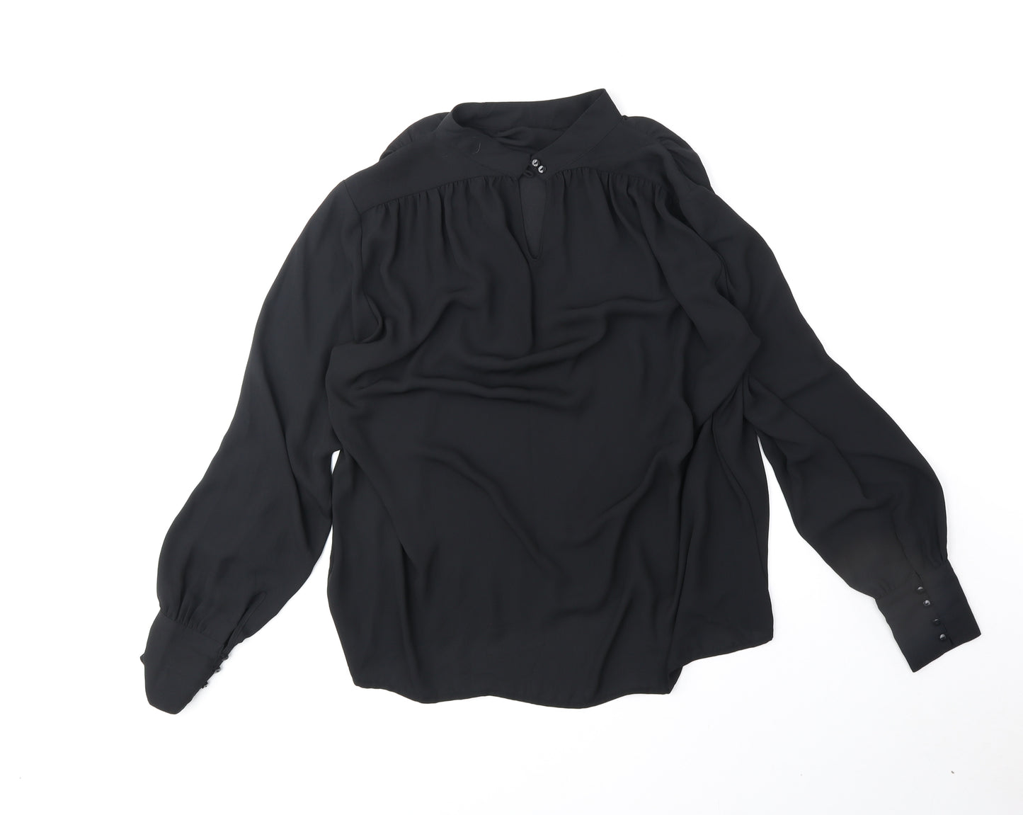 H&M Womens Black Polyester Basic Blouse Size 16 Mock Neck