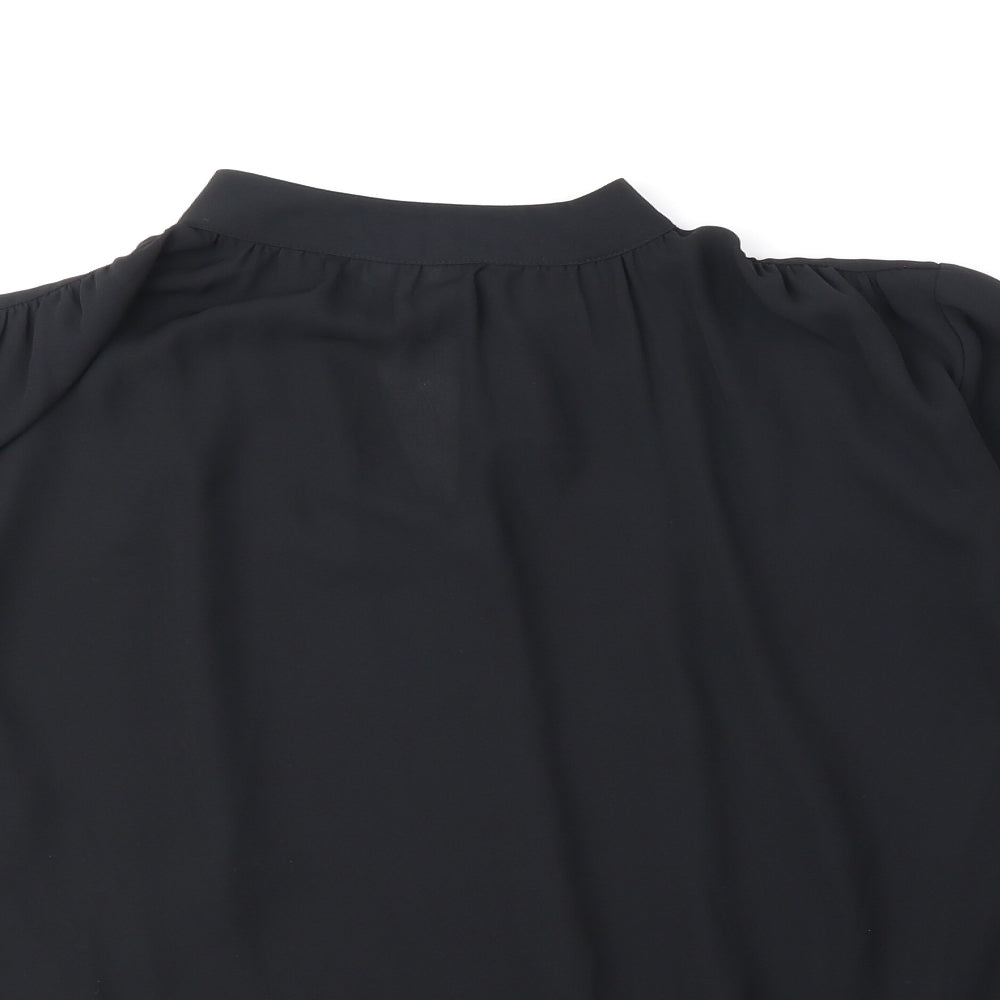 H&M Womens Black Polyester Basic Blouse Size 16 Mock Neck