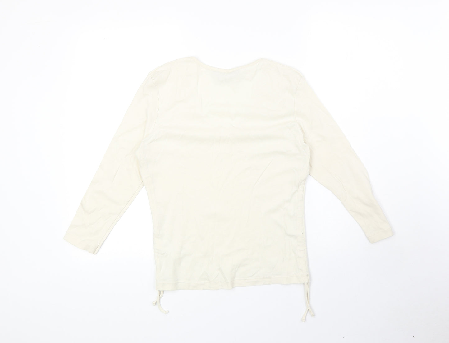 Dorothy Perkins Womens Beige 100% Cotton Basic T-Shirt Size 12 V-Neck
