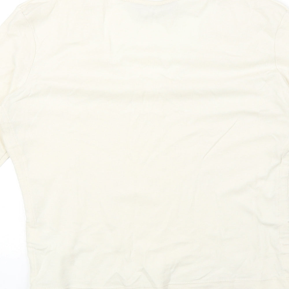 Dorothy Perkins Womens Beige 100% Cotton Basic T-Shirt Size 12 V-Neck