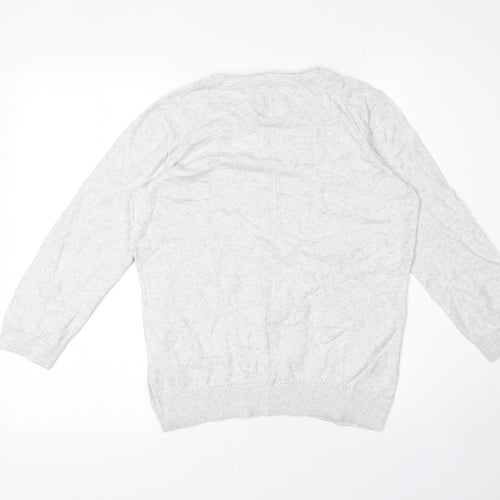RJR.John Rocha Womens Grey Boat Neck 100% Cotton Pullover Jumper Size 12