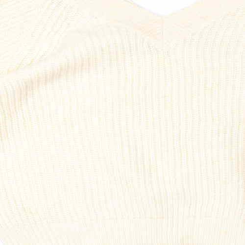 George Womens Yellow V-Neck Acrylic Pullover Jumper Size M - Ribbed