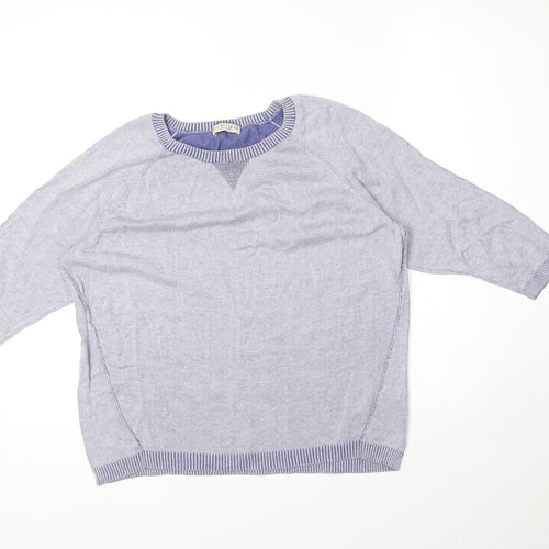 Marks and Spencer Womens Blue Scoop Neck 100% Cotton Pullover Jumper Size 12