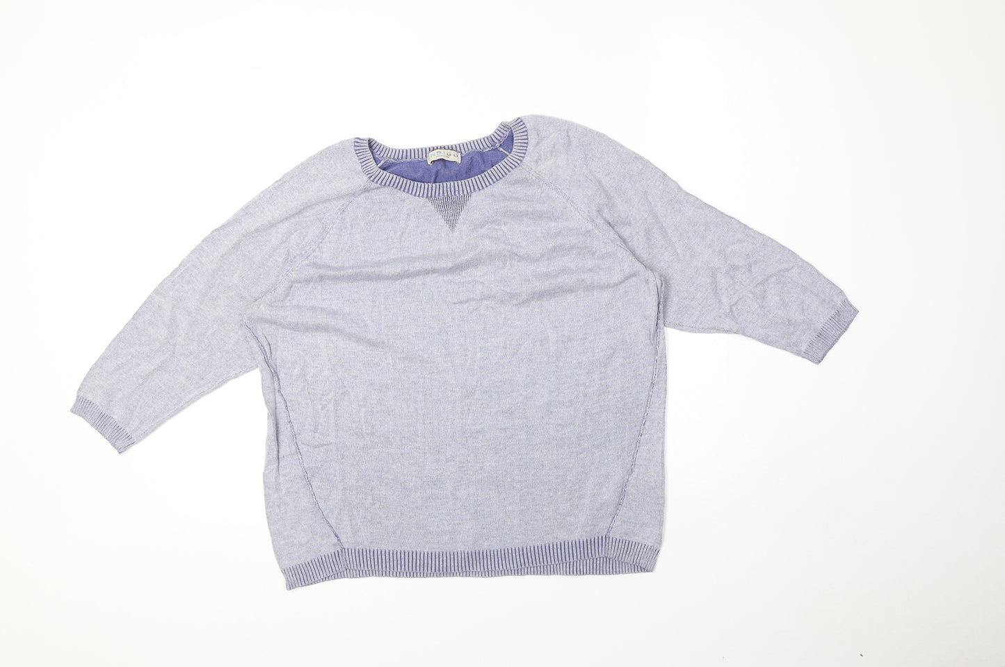 Marks and Spencer Womens Blue Scoop Neck 100% Cotton Pullover Jumper Size 12