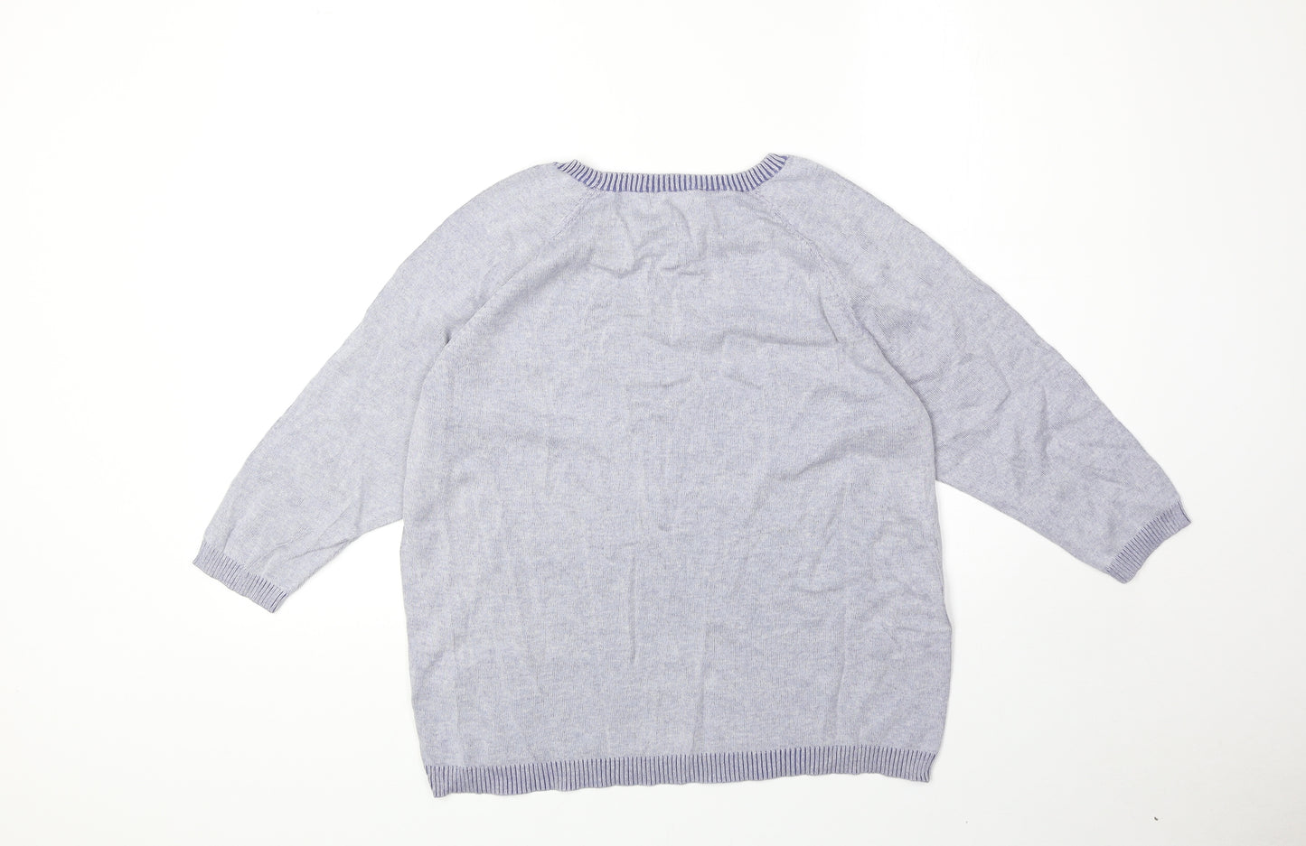 Marks and Spencer Womens Blue Scoop Neck 100% Cotton Pullover Jumper Size 12