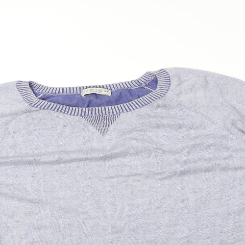 Marks and Spencer Womens Blue Scoop Neck 100% Cotton Pullover Jumper Size 12