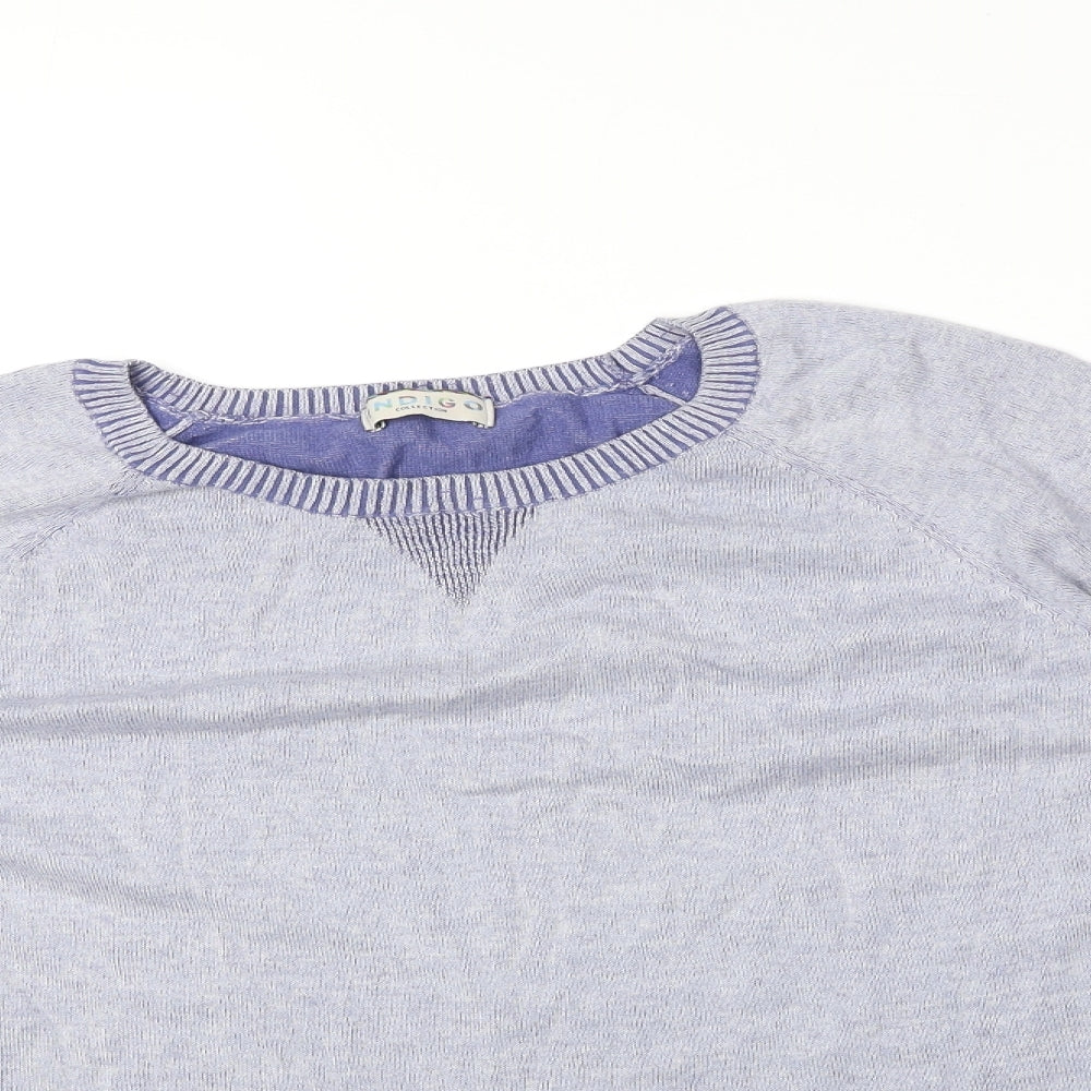 Marks and Spencer Womens Blue Scoop Neck 100% Cotton Pullover Jumper Size 12