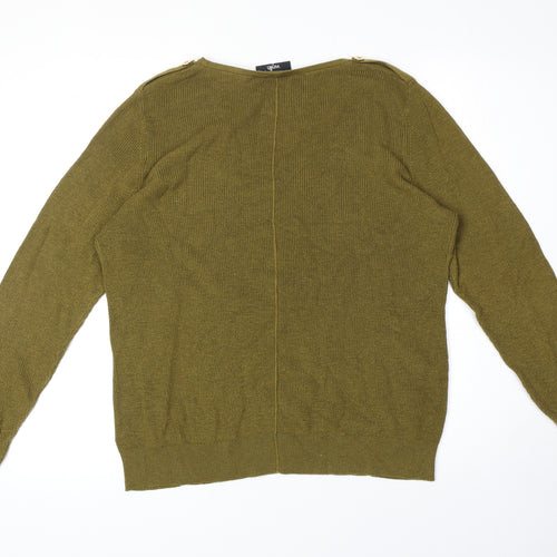 Wallis Womens Green V-Neck Polyester Pullover Jumper Size M