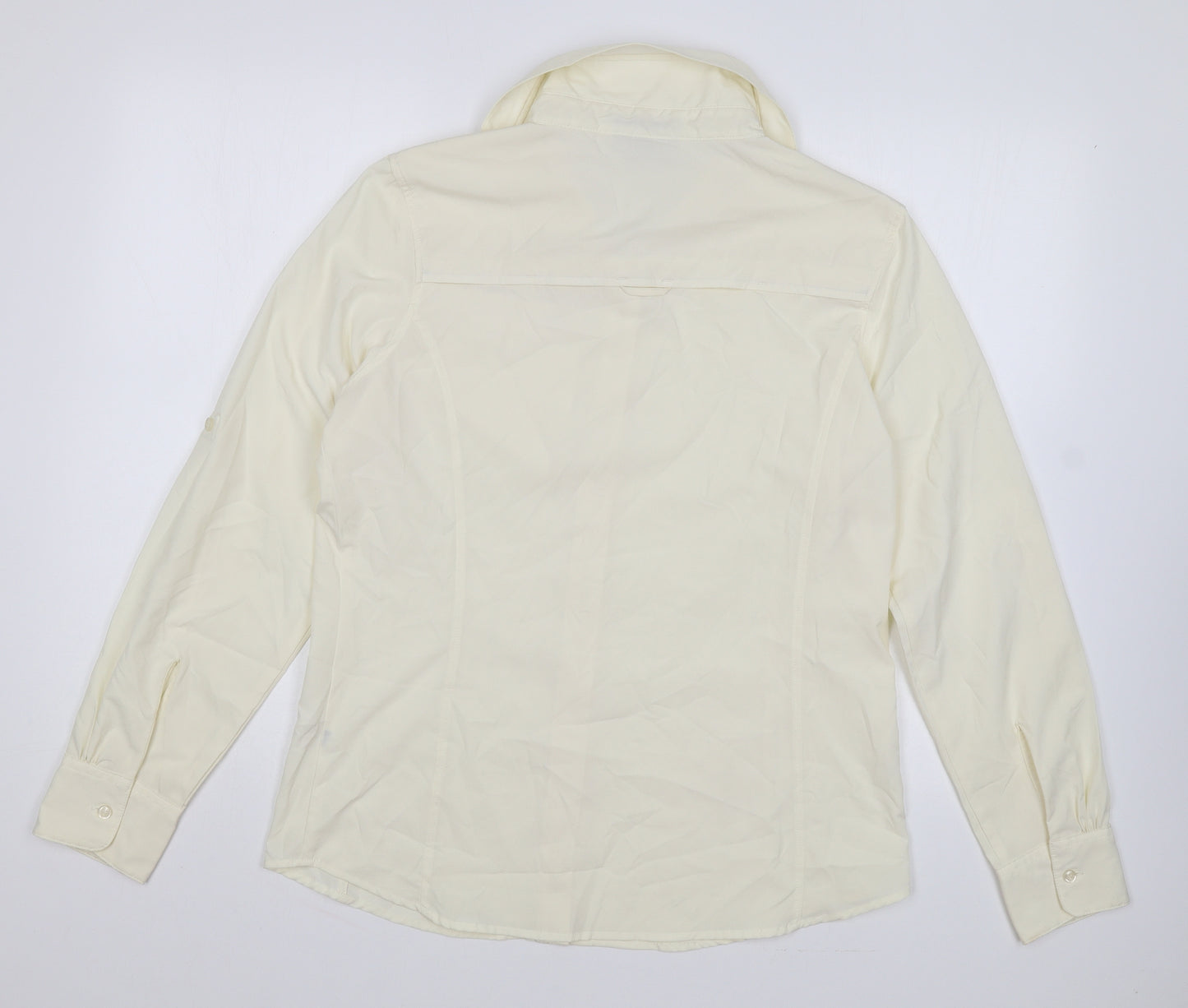 Crane Womens Beige Polyester Basic Button-Up Size 12 Collared
