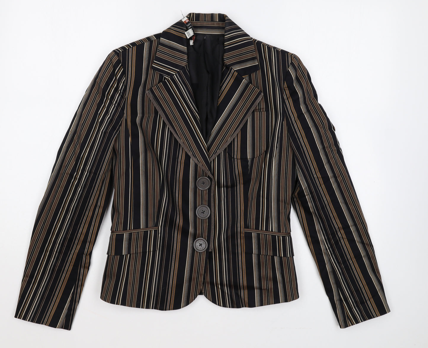 Jesire Womens Black Striped Cotton Jacket Blazer Size 4XL