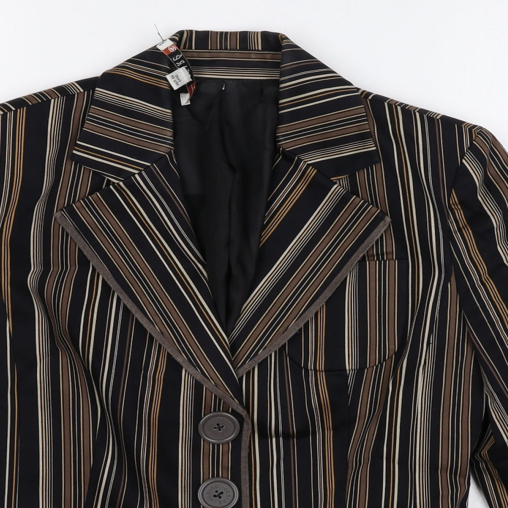 Jesire Womens Black Striped Cotton Jacket Blazer Size 4XL