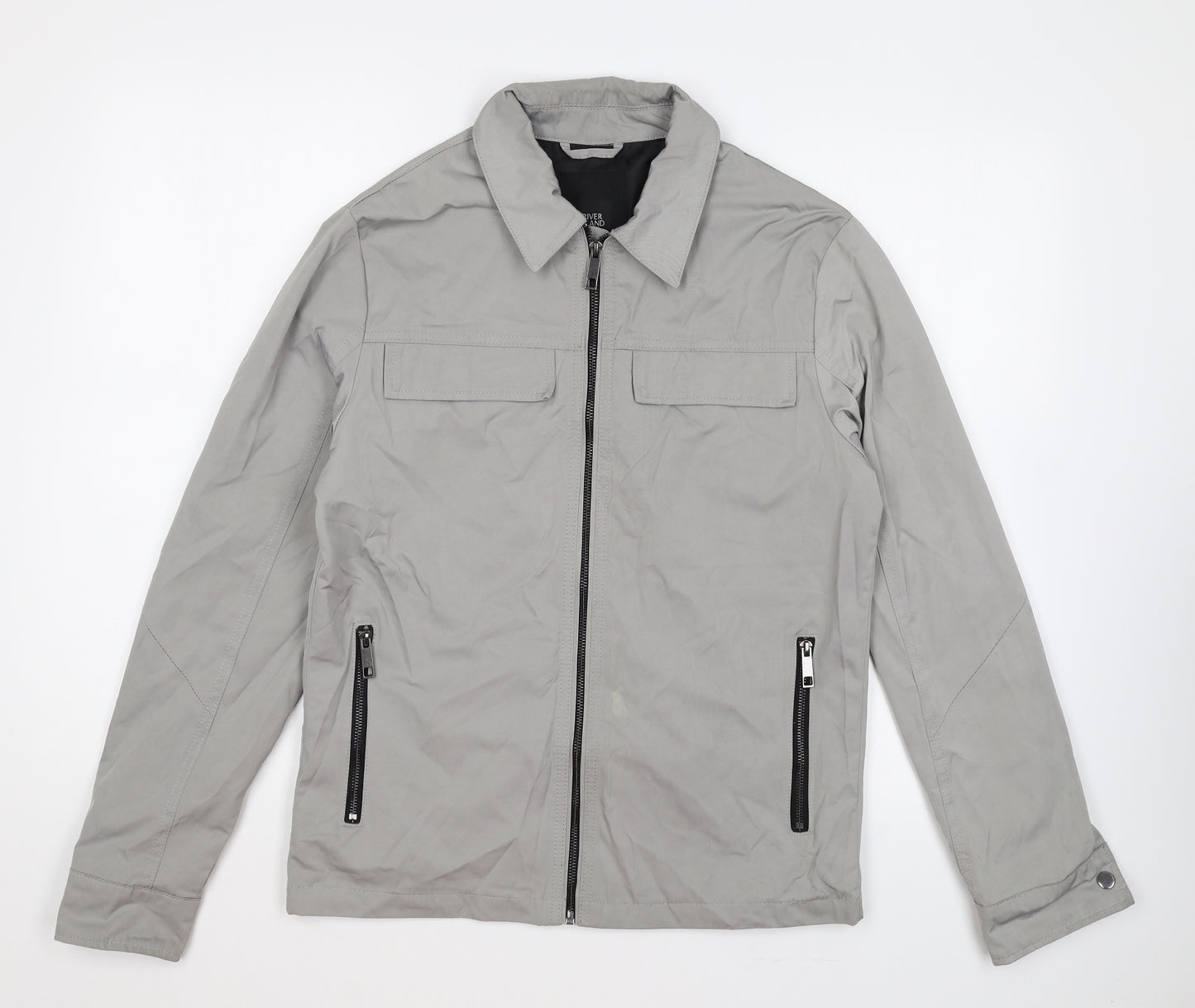 River Island Mens Grey Jacket Size S Zip