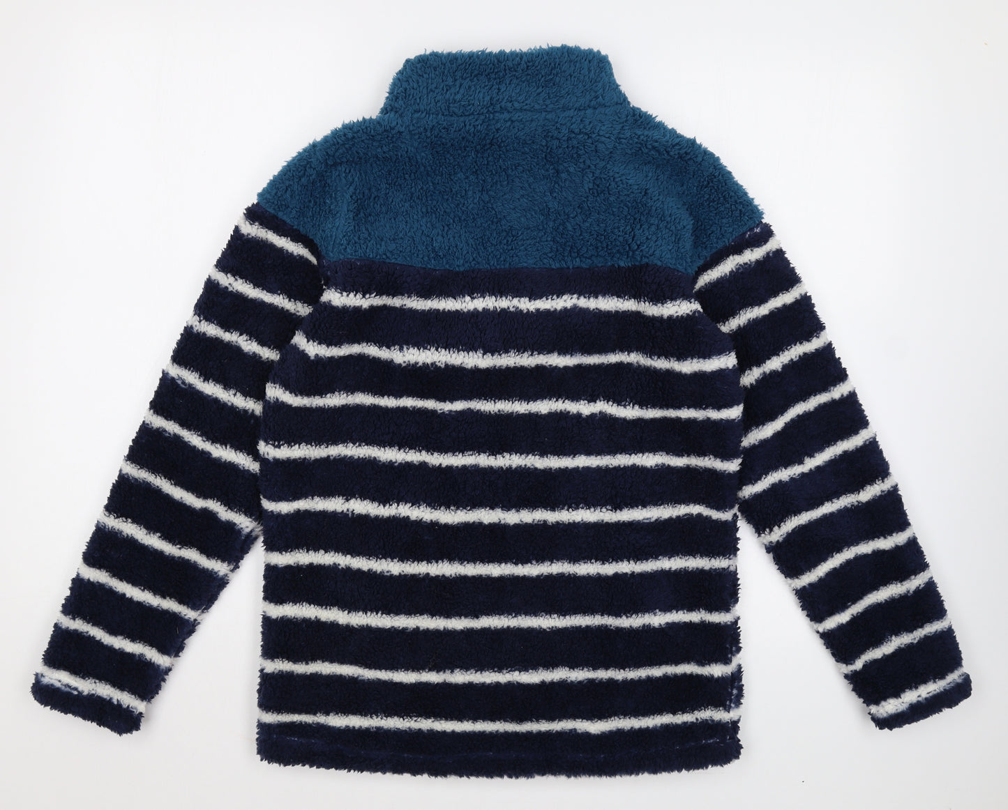 Fat Face Boys Blue Collared Striped Polyester Pullover Jumper Size 12-13 Years Zip