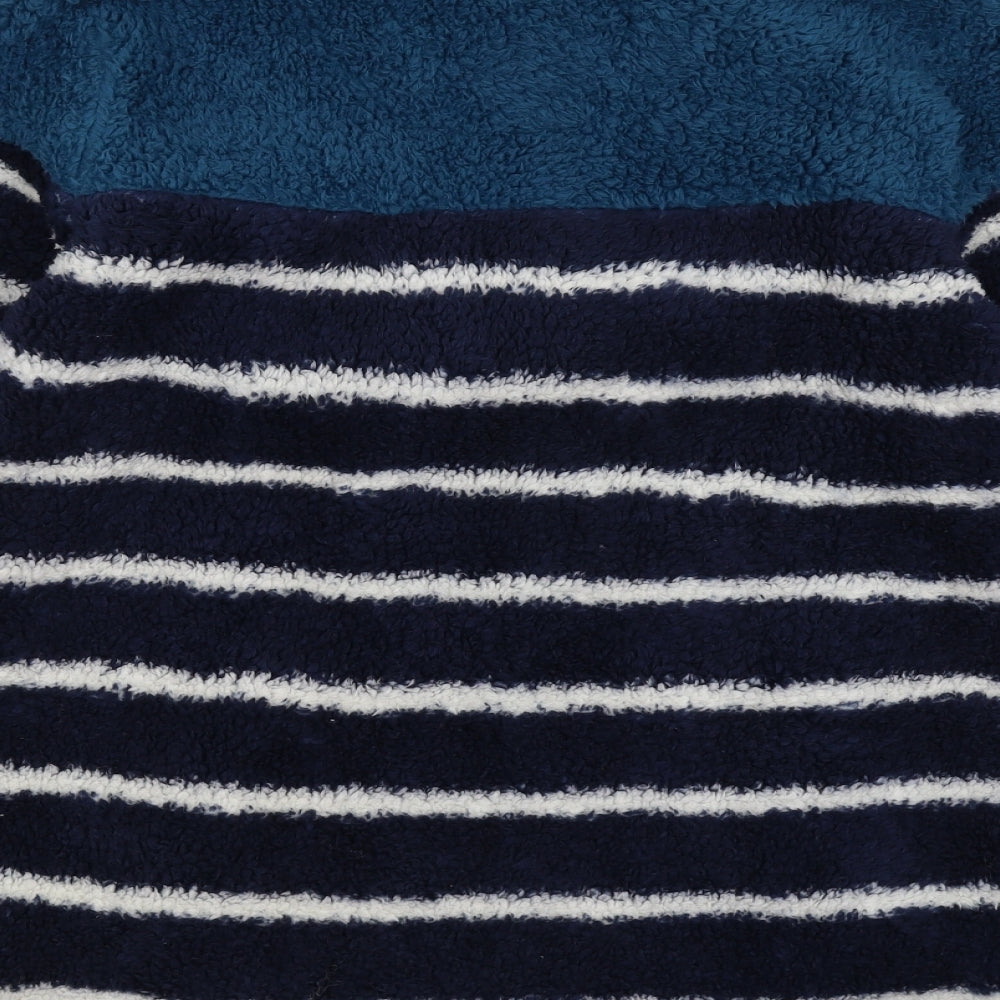 Fat Face Boys Blue Collared Striped Polyester Pullover Jumper Size 12-13 Years Zip