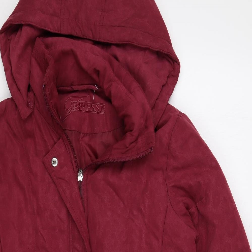 Finesse Womens Red Rain Coat Jacket Size 12 Zip