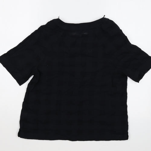Marks and Spencer Womens Black Cotton Basic Blouse Size 6 V-Neck
