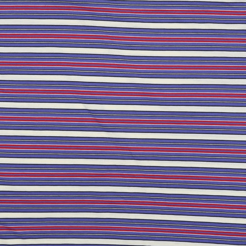 Etam Womens Blue Striped Cotton Basic T-Shirt Size 16 V-Neck