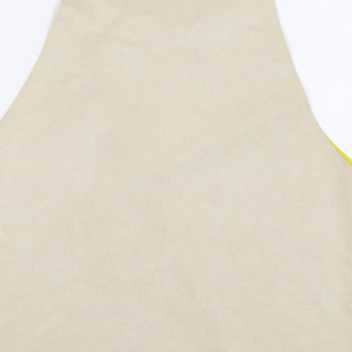 Zara Womens Beige Geometric Polyester Basic Tank Size M Round Neck