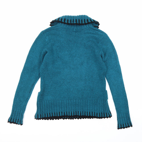 Saloos Womens Blue Round Neck Acrylic Pullover Jumper Size M