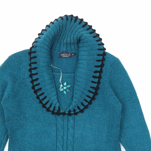 Saloos Womens Blue Round Neck Acrylic Pullover Jumper Size M