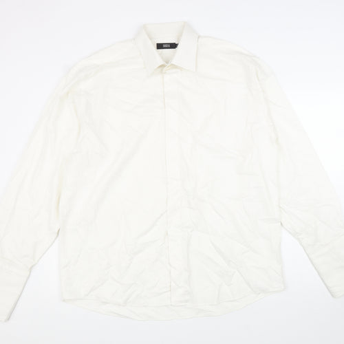 Marks and Spencer Mens White 100% Cotton Dress Shirt Size 16.5 Collared Button