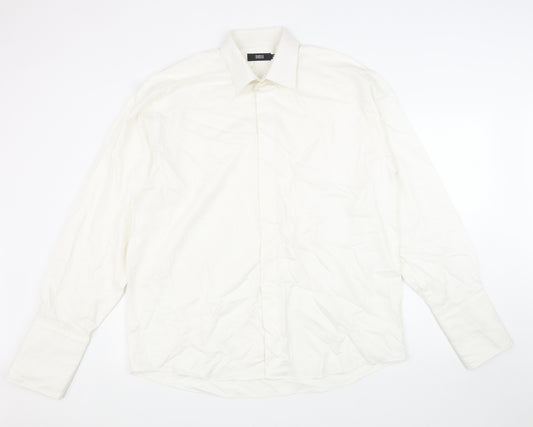 Marks and Spencer Mens White 100% Cotton Dress Shirt Size 16.5 Collared Button