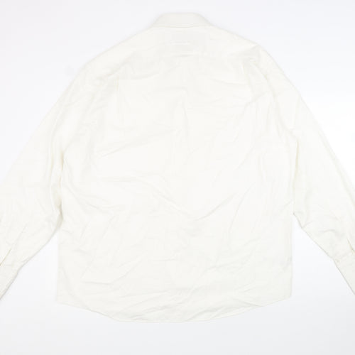 Marks and Spencer Mens White 100% Cotton Dress Shirt Size 16.5 Collared Button