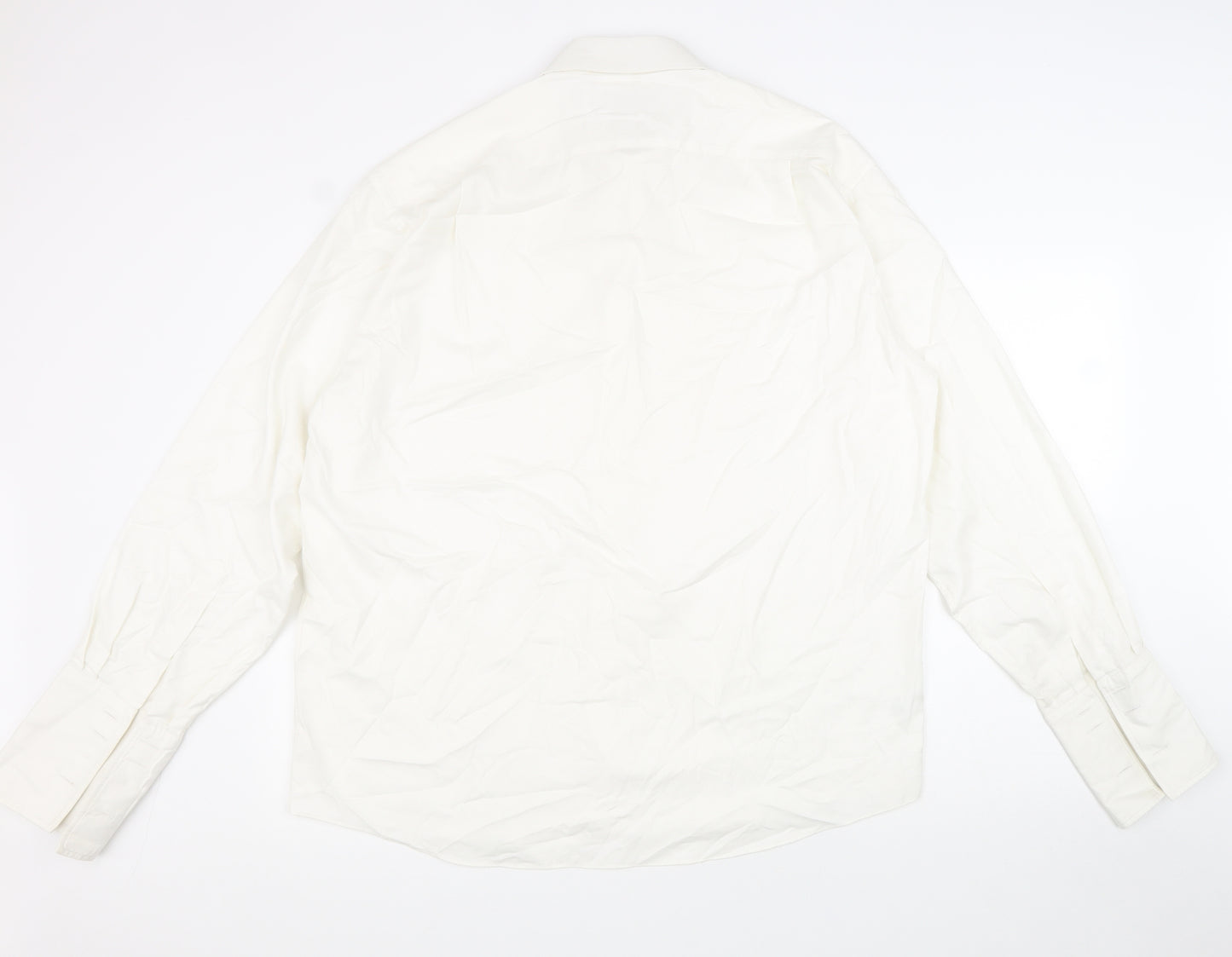 Marks and Spencer Mens White 100% Cotton Dress Shirt Size 16.5 Collared Button