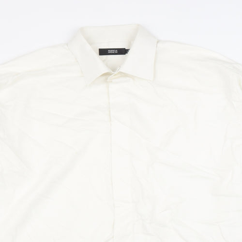 Marks and Spencer Mens White 100% Cotton Dress Shirt Size 16.5 Collared Button