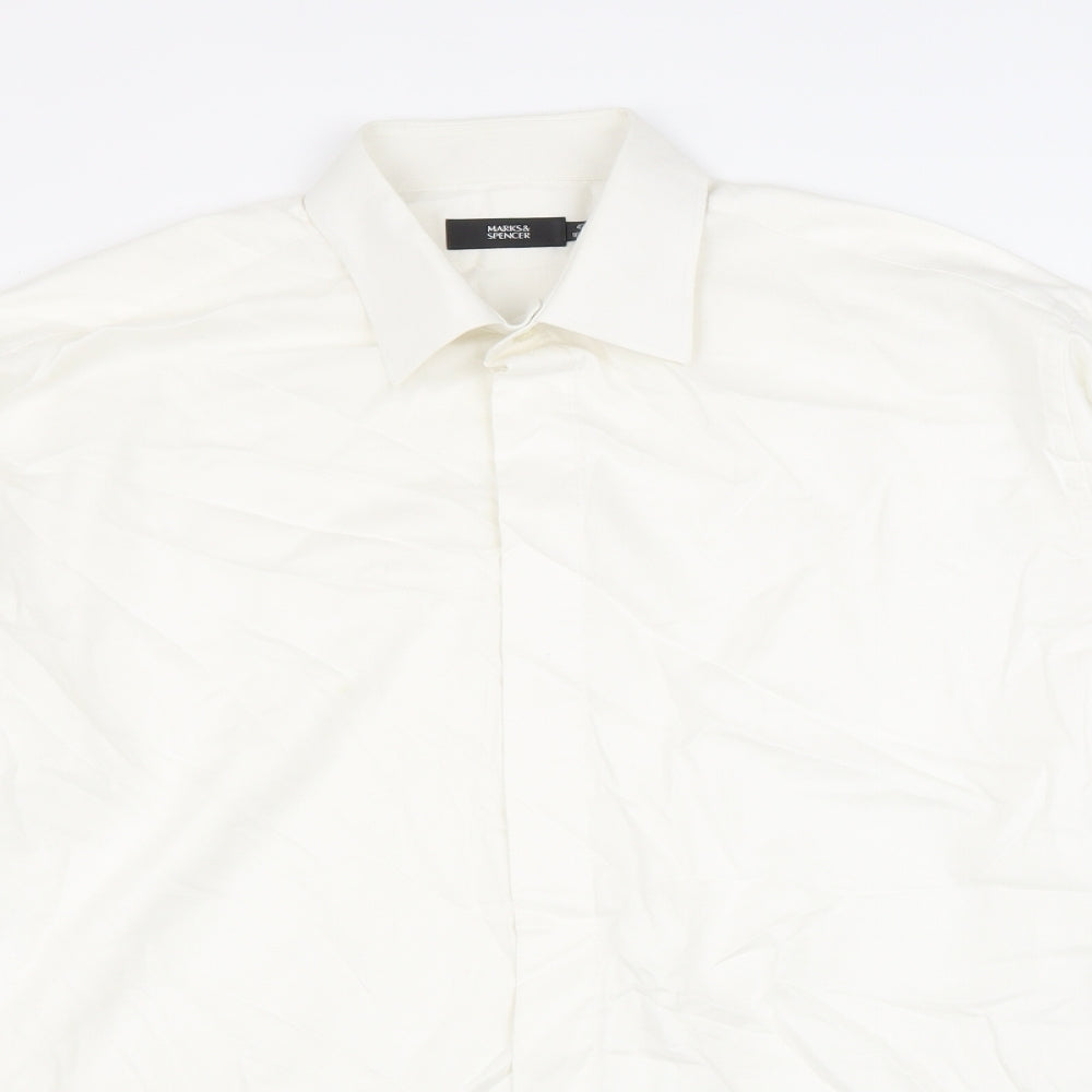 Marks and Spencer Mens White 100% Cotton Dress Shirt Size 16.5 Collared Button