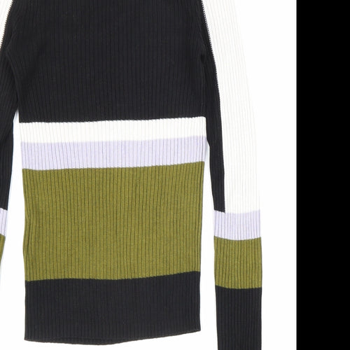 Divided by H&M Womens Multicoloured Boat Neck Striped Acrylic Pullover Jumper Size XS - Ribbed